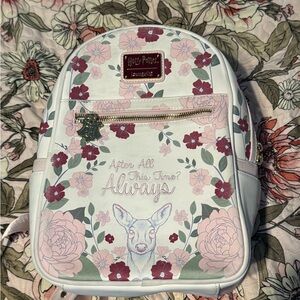 Loungefly Harry Potter "Always" Floral White Pink Backpack